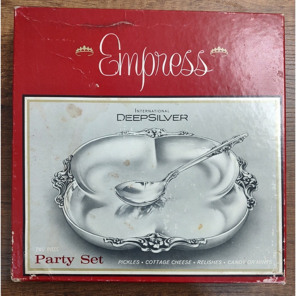Vintage Empress International Deep Silver Party Candy Dish In Original Box D5